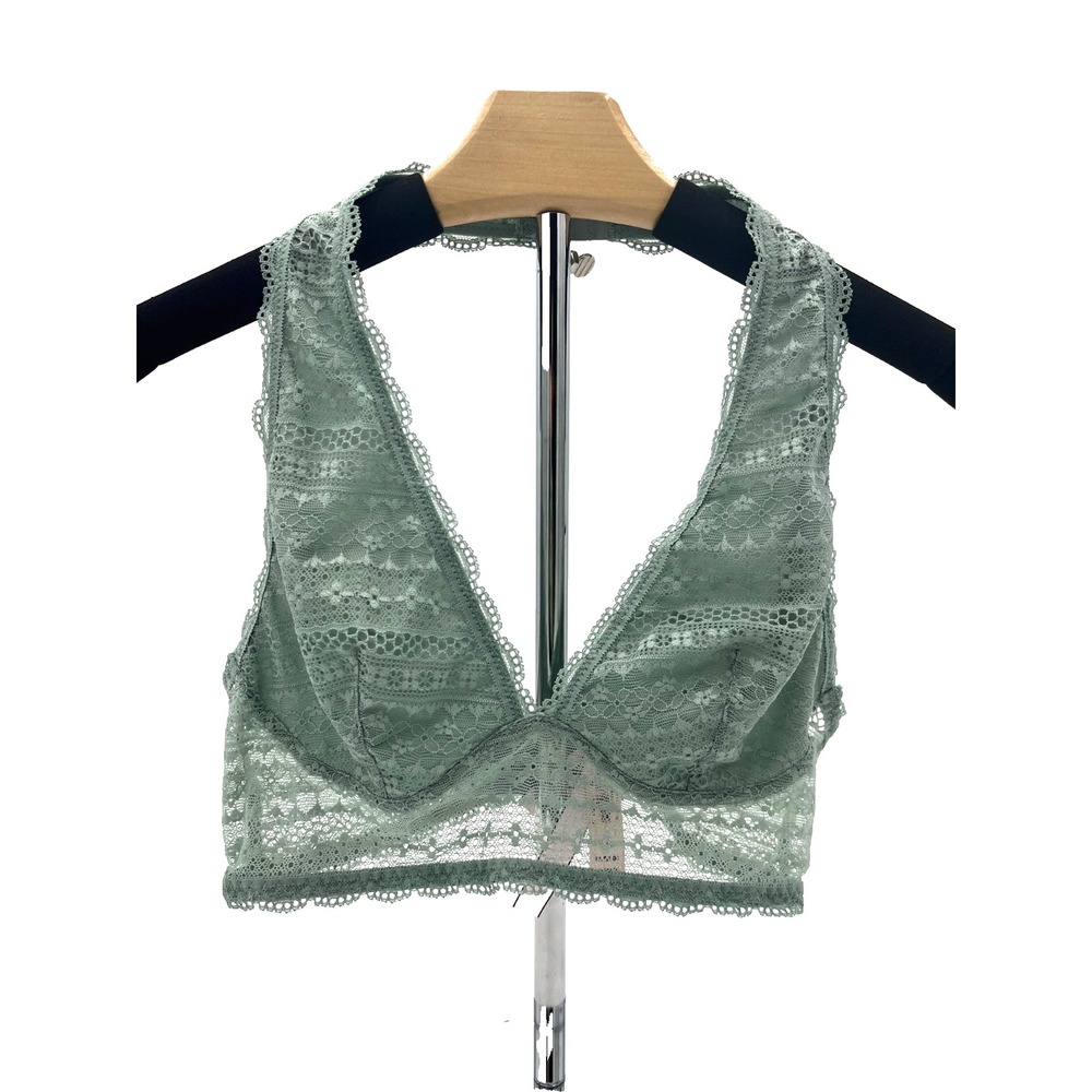 Victoria's Secret Bra Bralette Halter Lace Style 11093727 Medium Color Green